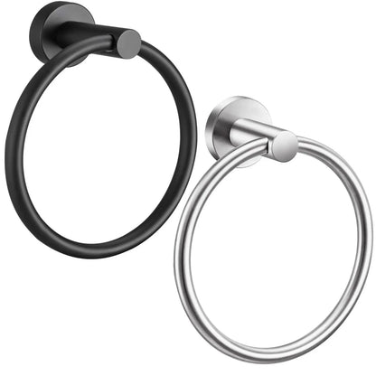 Brushed Stainless Steel Towel Ring - Modern Wall Mount Bathroom Holder