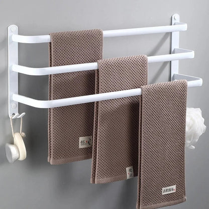 White Aluminum Wall Mount Bathroom Towel Rack Bar with Shelf Hook