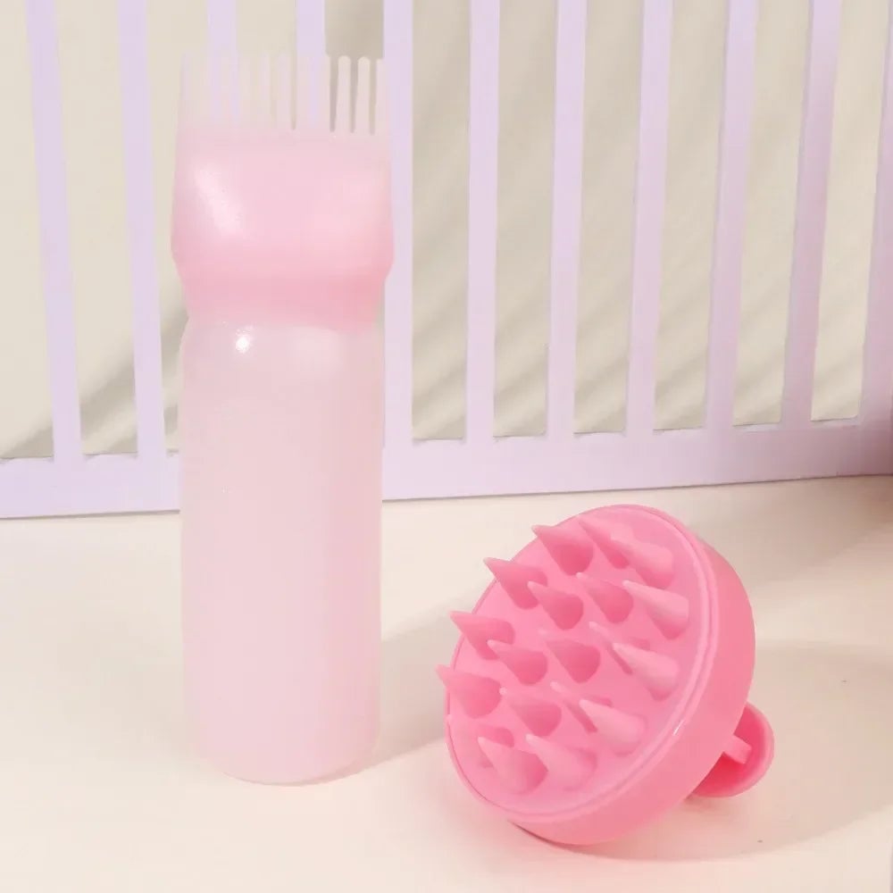 Silicone Scalp Massage Brush Hair Dye Applicator Bottle Salon Tool