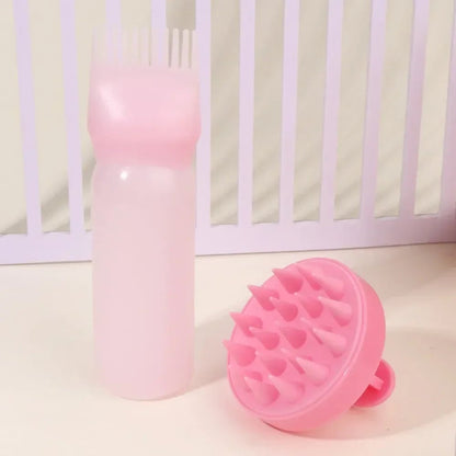Silicone Scalp Massage Brush Hair Dye Applicator Bottle Salon Tool