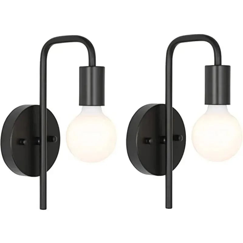 Retro Gold Black Metal Wall Lamp - Vintage Bedside Mirror Light