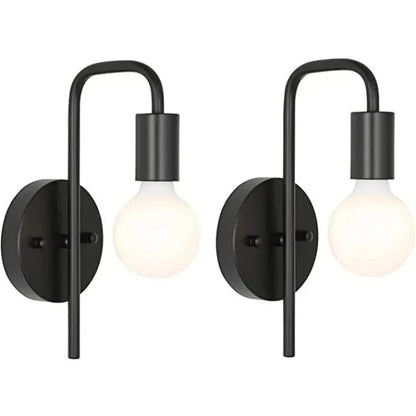 Retro Gold Black Metal Wall Lamp - Vintage Bedside Mirror Light