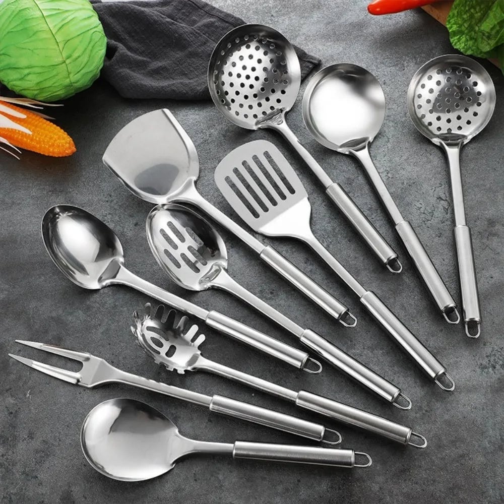 Stainless Steel Wok Spatula Set Long Handle Kitchen Utensils