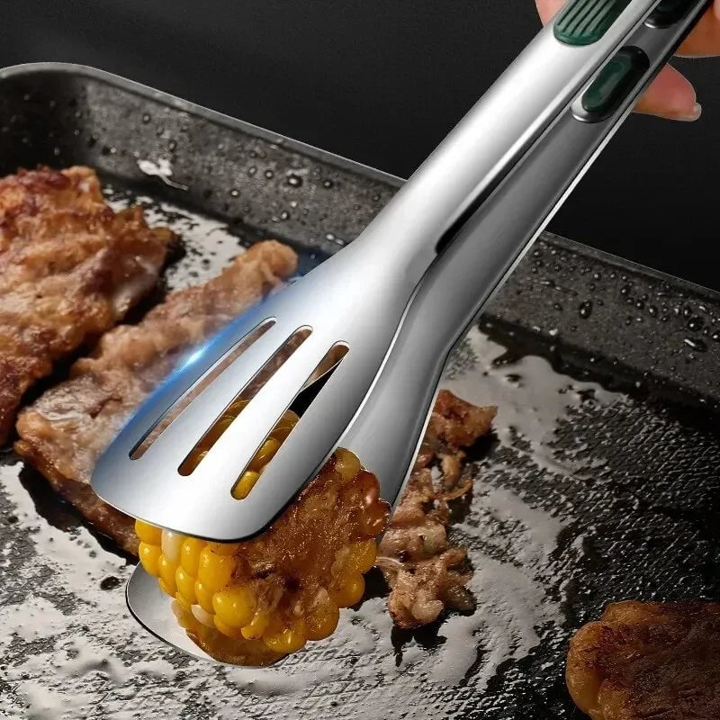 Stainless Steel Food Tongs Non-Slip Grip BBQ Grill Kitchen