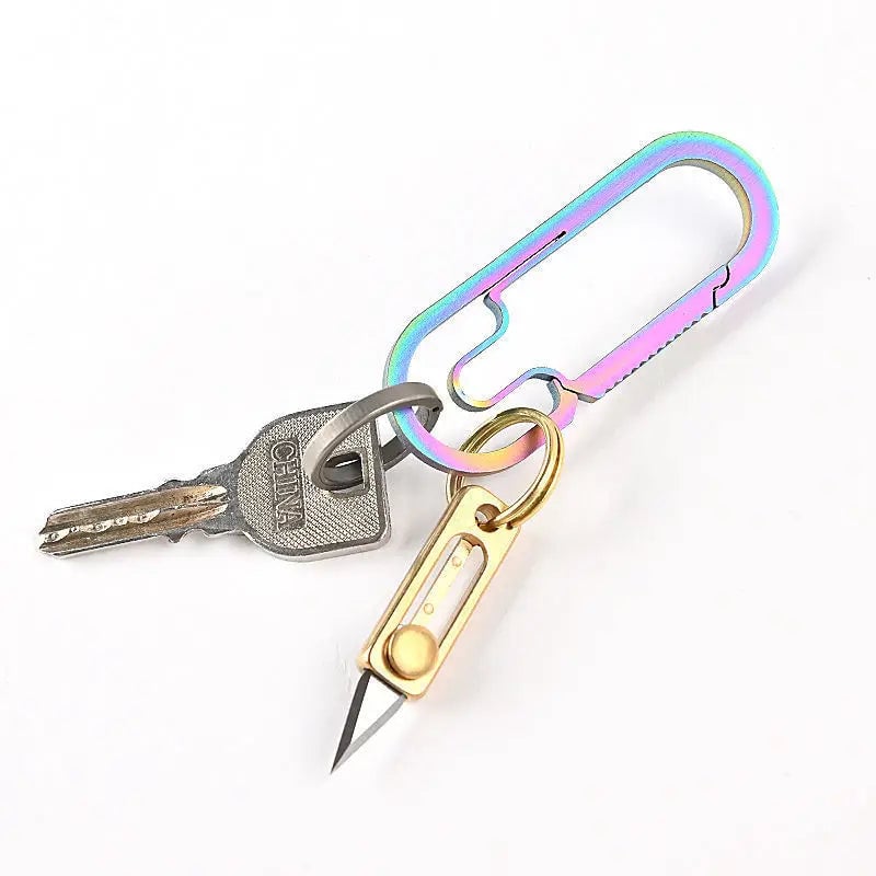 Mini Brass Push Knife Keychain - EDC Package Opener & Camping Tool
