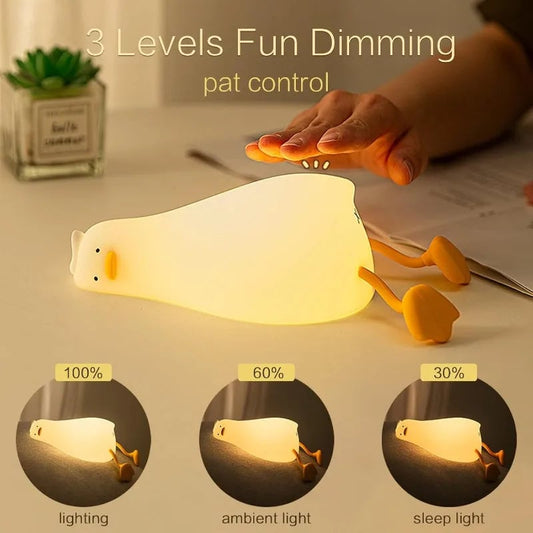 Rechargeable LED Duck Night Light Touch Control Silicone Lamp