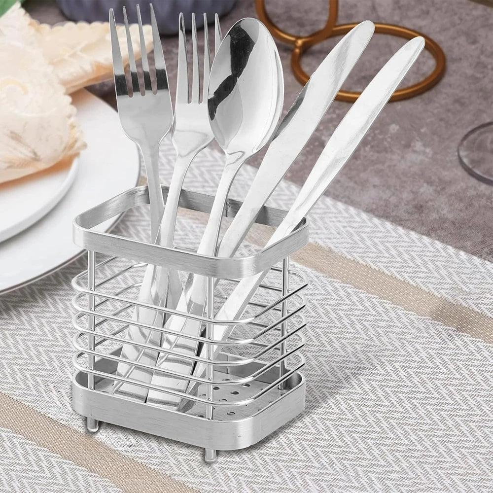 Stainless Steel Kitchen Utensil Holder - Counter Cutlery Organizer