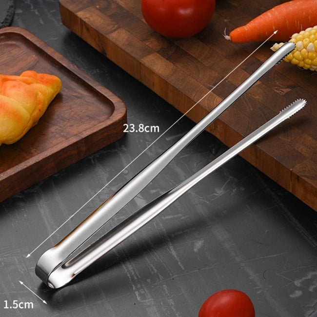 Stainless Steel BBQ Grill Tongs Non-Slip Kitchen Food Clips