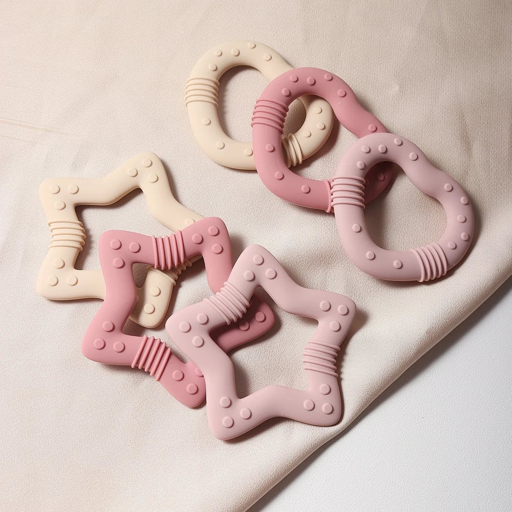 Food Grade Silicone Heart Star Teether - Baby Teething Toy 2024