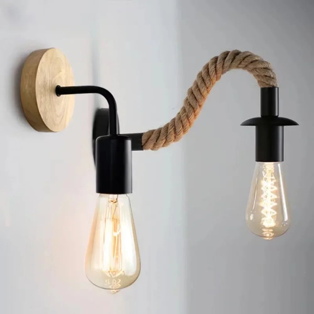 Industrial Hemp Rope Iron Wall Vintage Lamp