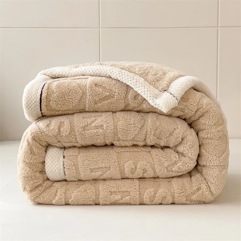 Winter Fleece Heart Plush Blanket - Soft Thick Bed Sofa Single Double