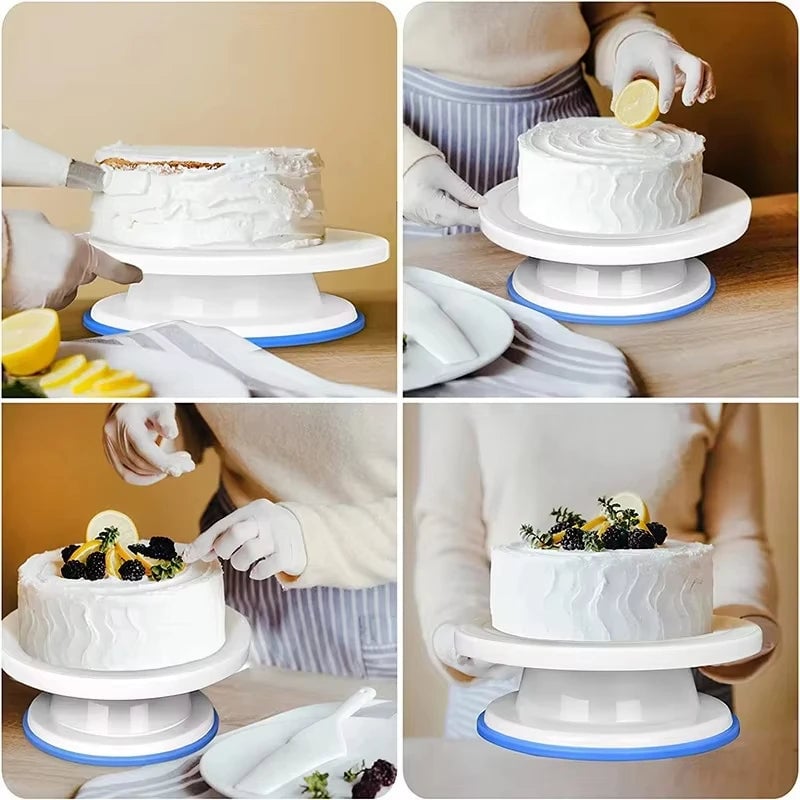 Rotating Cake Turntable & Icing Smoother Kit - DIY Decorating Tools