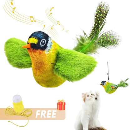Interactive Bird Cat Toy - Wall Mount Sound Catnip Teaser Indoor Play