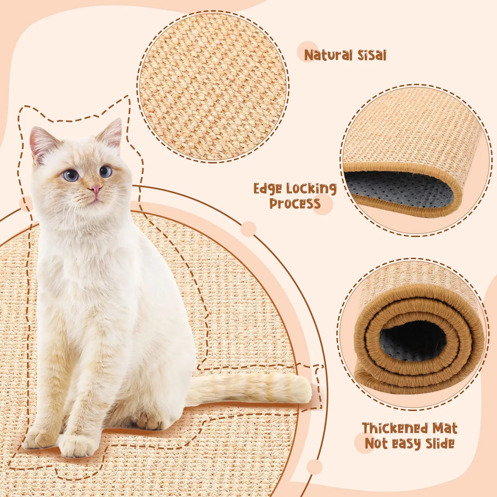 Sisal Cat Scratch Protector Mat - Furniture Couch Sofa Protection
