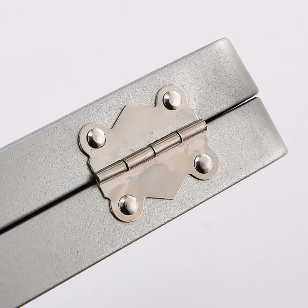 Rectangle Metal Storage Box Iron Flip Cover Lock Silver Hinged