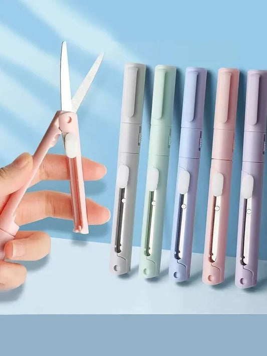 Mini Portable 2-in-1 Scissors Paper Cutter Knife Pen Shape Art Tool