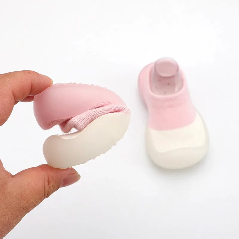 Soft Non-Slip Baby First Walker Shoes - Rubber Sole Knit Booties