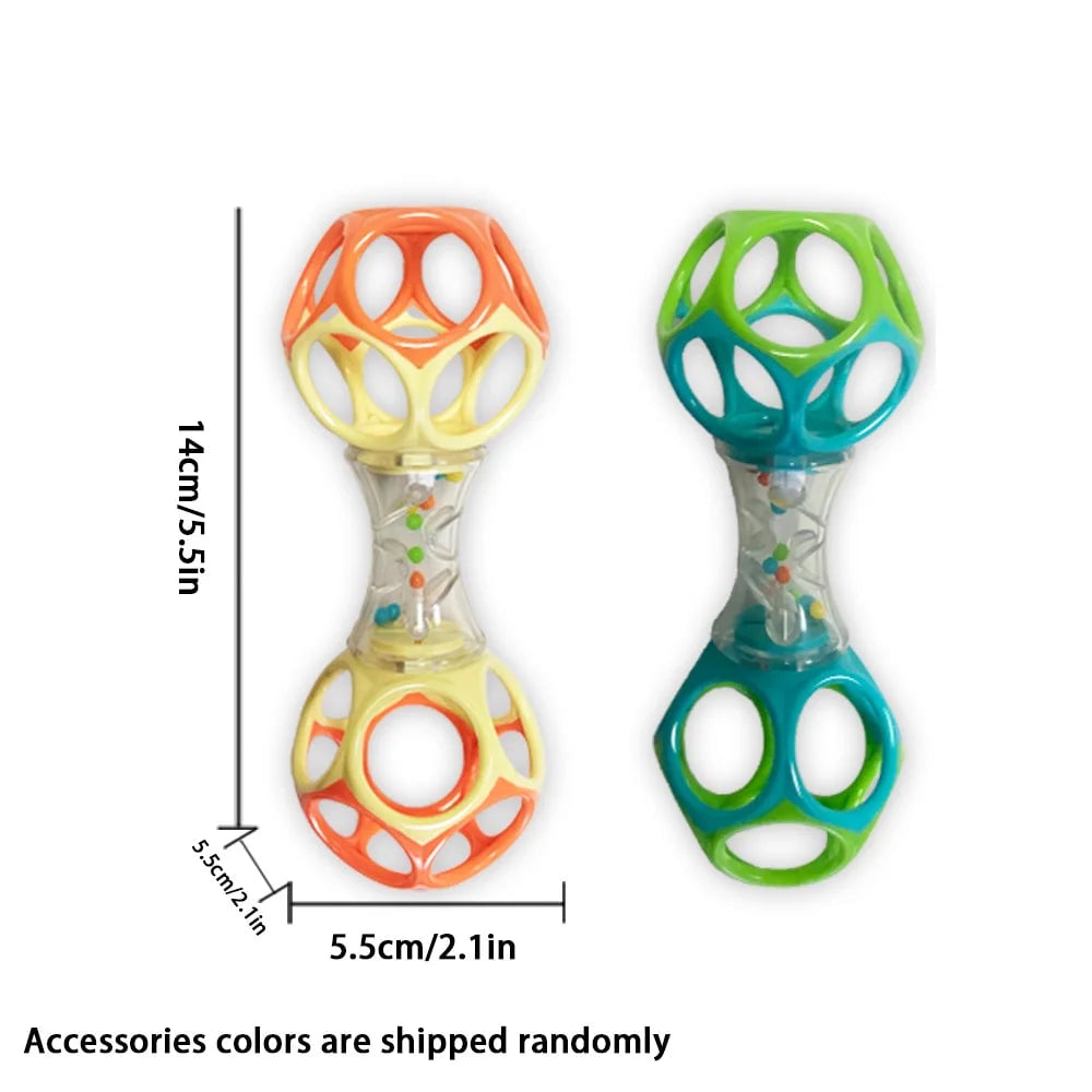 Baby Teether Rattle Barbell Toy - Safe BPA-Free 3+ Months