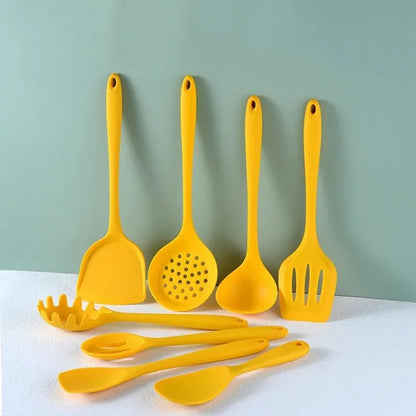 Yellow Silicone Kitchen Utensils Set - Heat Resistant Non-Stick