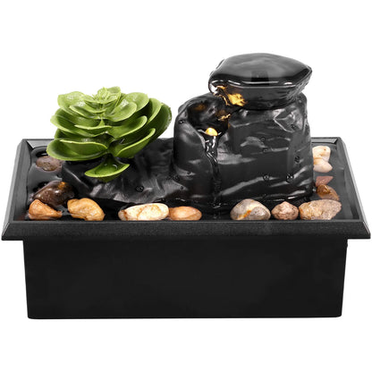 Desktop Waterfall Fountain - Small Tabletop Water Feature Decor