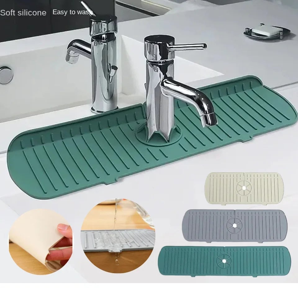 Silicone Kitchen Sink Faucet Splash Guard Mat Countertop Protector