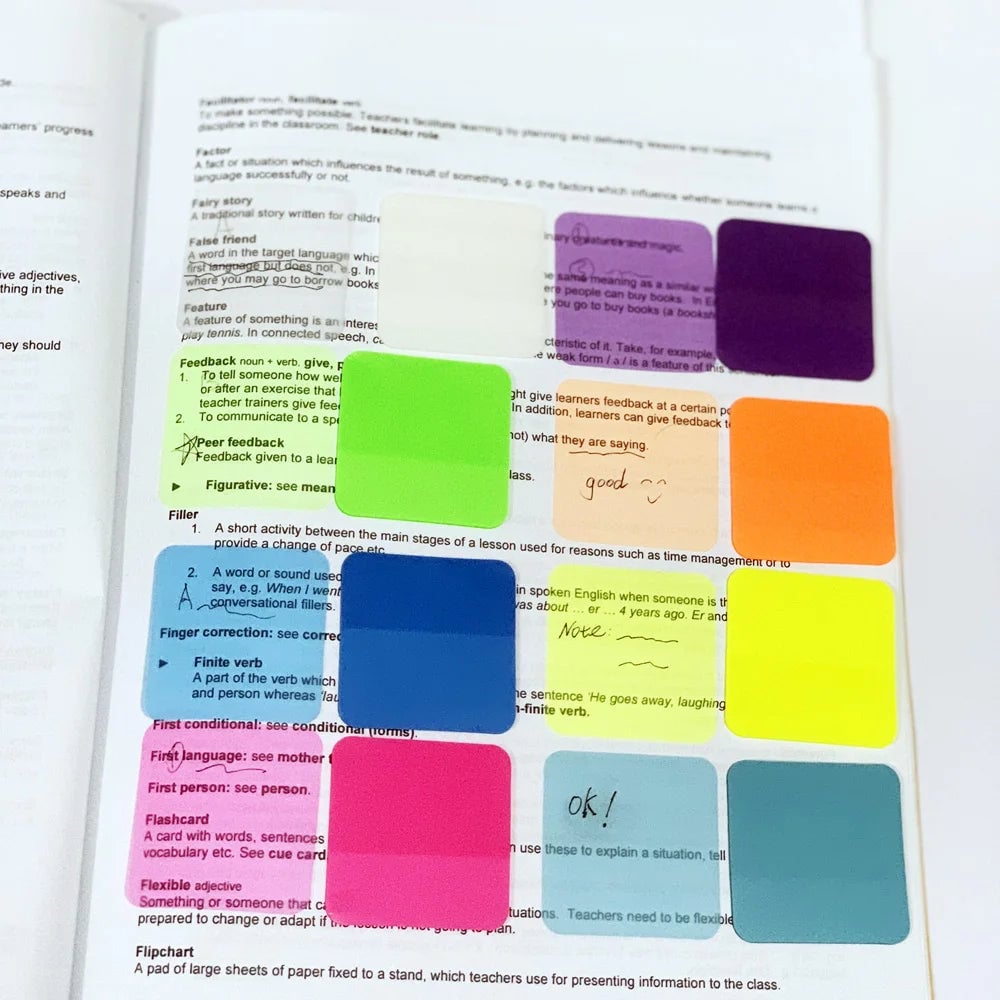 Transparent Sticky Notes Set - 8 Colors 160 Sheets Waterproof Clear