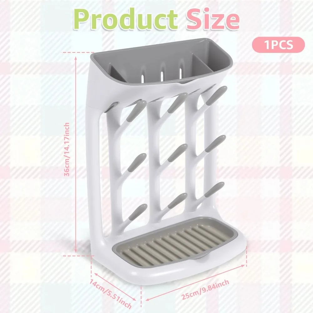 Baby Bottle Drying Rack Countertop Holder Detachable Tray Organizer