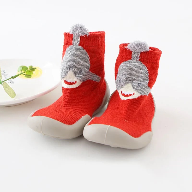 Soft Non-Slip Baby First Walker Shoes - Rubber Sole Knit Booties