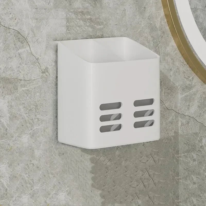 No Drill Wall Mount Bathroom Organizer Shelf Makeup Storage Rack