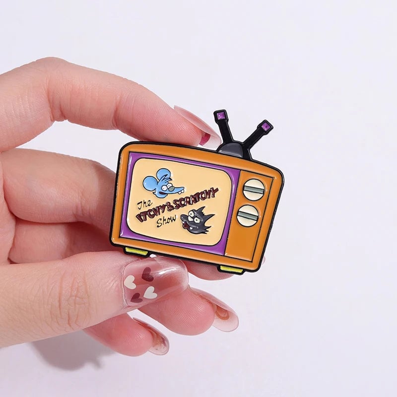 Cartoon Television Enamel Pin Brooch - Retro TV Badge Lapel Pin
