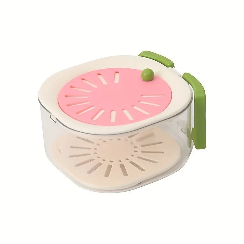 2-in-1 Double Layer Drain Basket with Foldable Handle - Fruit Strainer