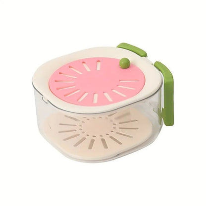 2-in-1 Double Layer Drain Basket with Foldable Handle - Fruit Strainer