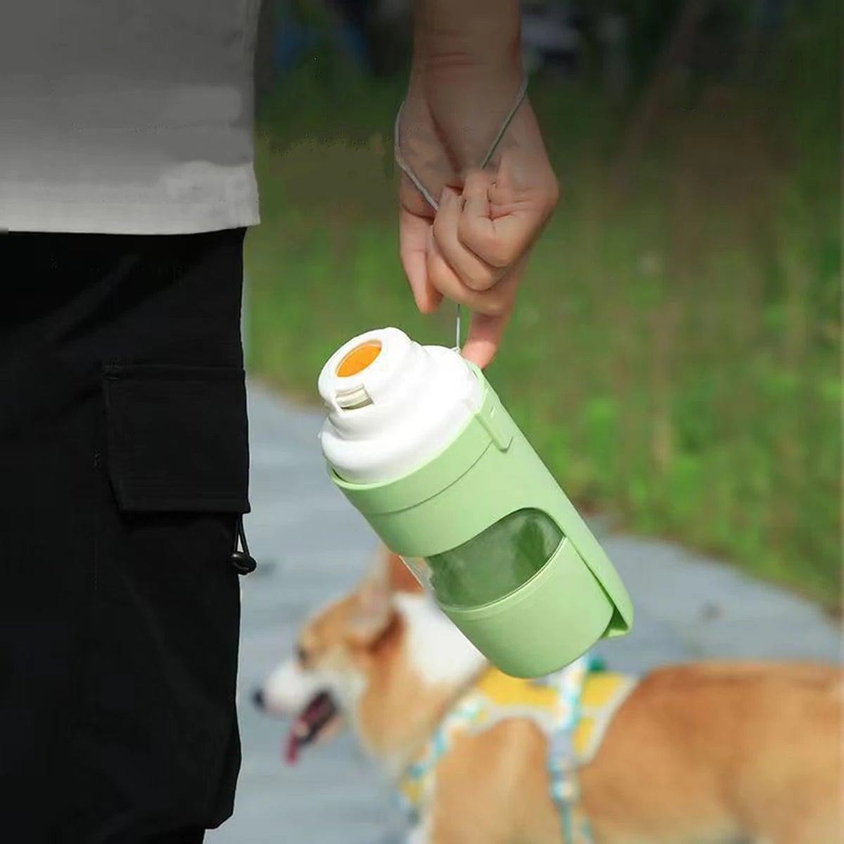 2-in-1 Portable Pet Water Bottle & Food Container Travel Feeder