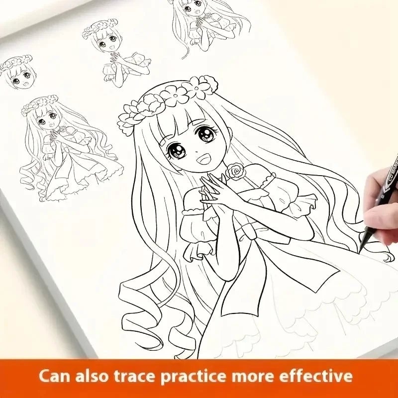 Anime Line Art Drawing Book - 48 Pages Hand-Drawn Outlines Tracing