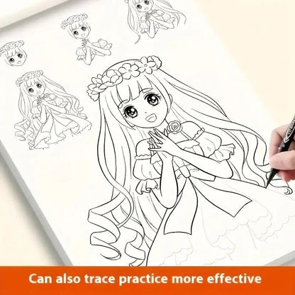 Anime Line Art Drawing Book - 48 Pages Hand-Drawn Outlines Tracing