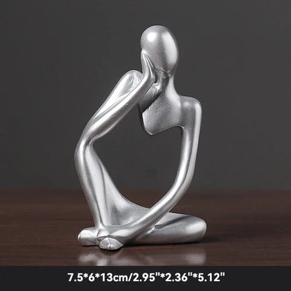 Sand Color Abstract Thinker Statue - Yoga Meditation Figurine Decor