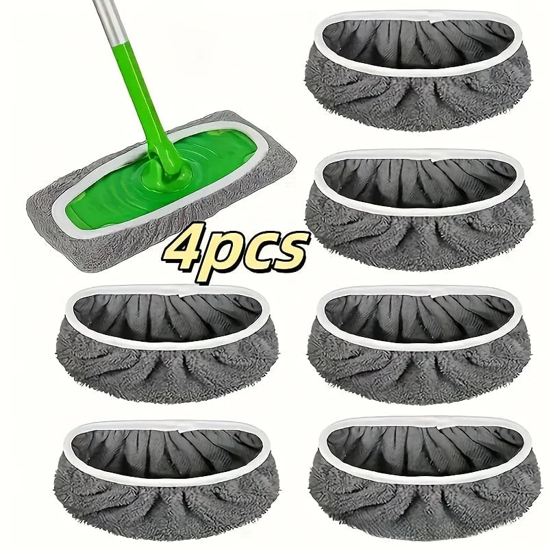 4 Reusable Ultra-Fine Fiber Mop Pads High Water Absorption