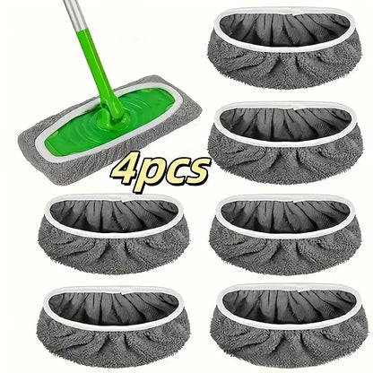 4 Reusable Ultra-Fine Fiber Mop Pads High Water Absorption