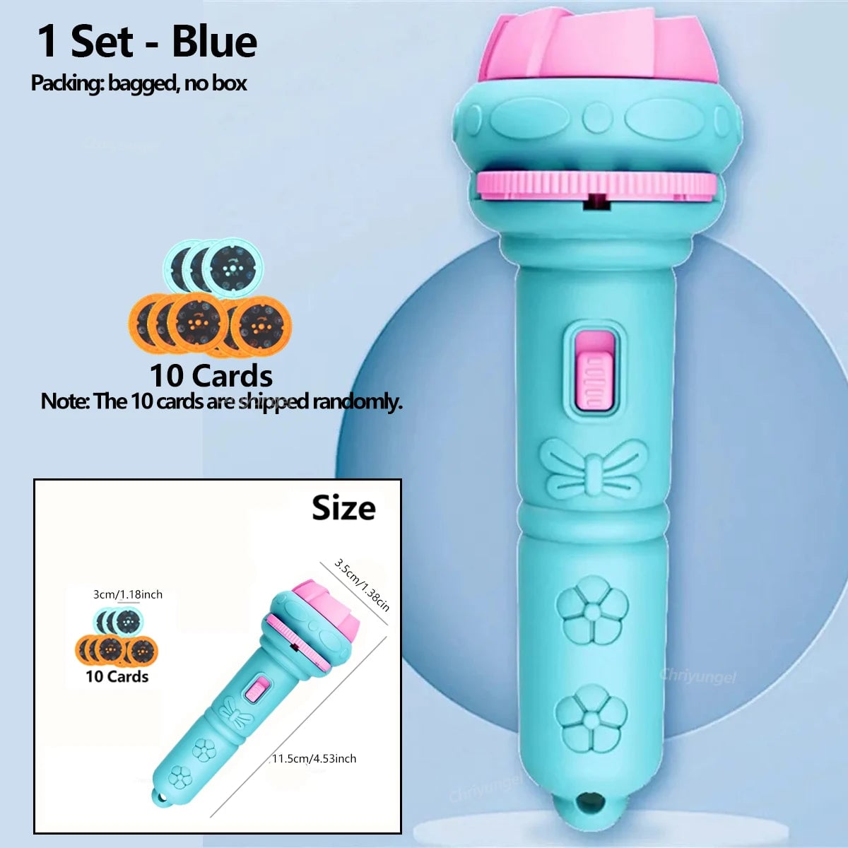 Kids Projector Flashlight 80 Patterns 10 Cards Educational Bedtime Toy