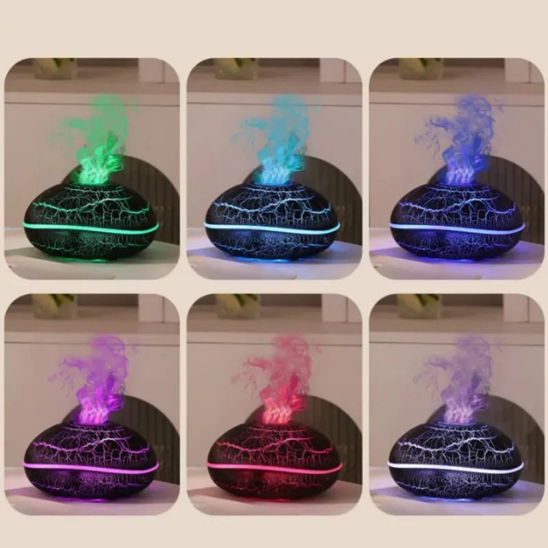 Ultrasonic Flame Humidifier with Aromatherapy & Night Light