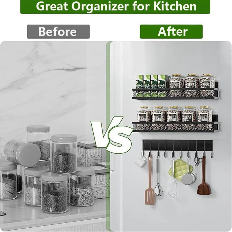 Magnetic Spice Rack Refrigerator Storage Organizer Kitchen Shelf