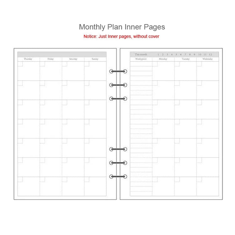A5 A6 A7 Spiral Notebook Refill Pages 45 Sheets Line Dot Grid Paper