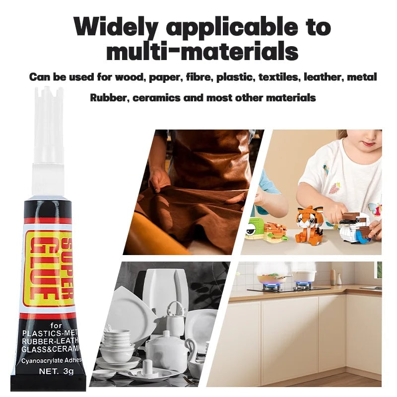 Cyanoacrylate Instant Repair Glue Multi-Pack Wood Metal Glass Strong