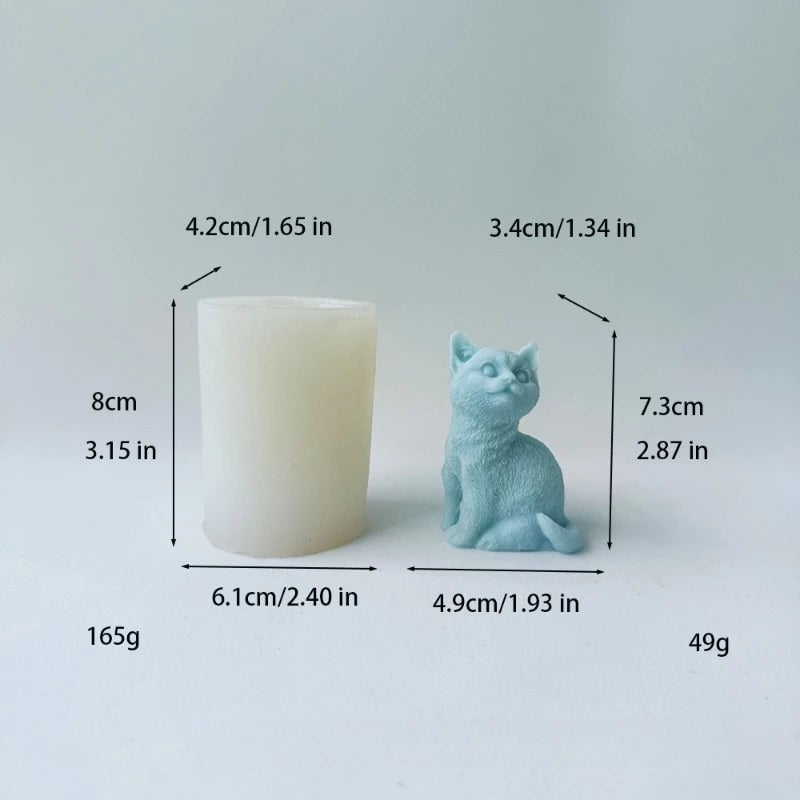 3D Cat Silicone Mould Large Kitten Resin Candle Soap Plaster DIY