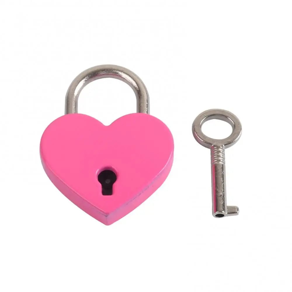Heart Shape Mini Padlock Luggage Lock with Key - Vintage Style