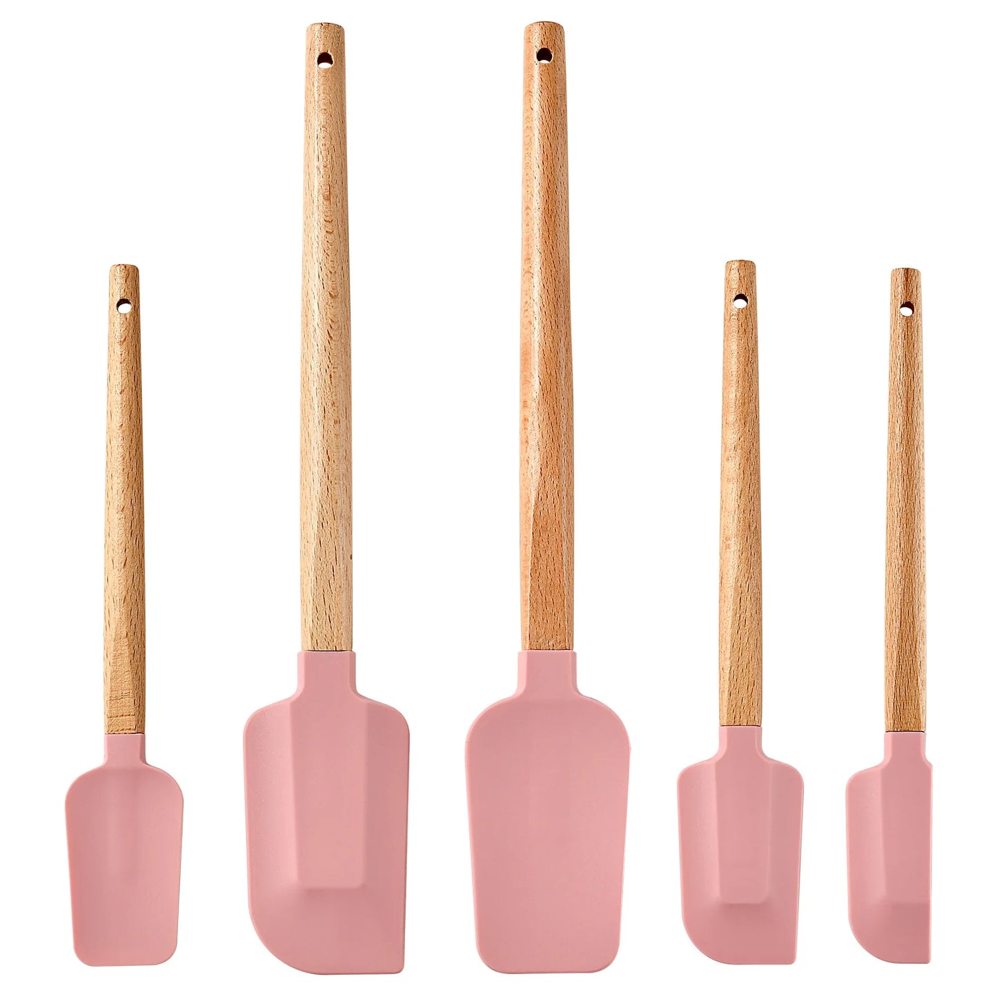 Silicone Cake Scraper Set with Wooden Handle - Baking Spatula Kit