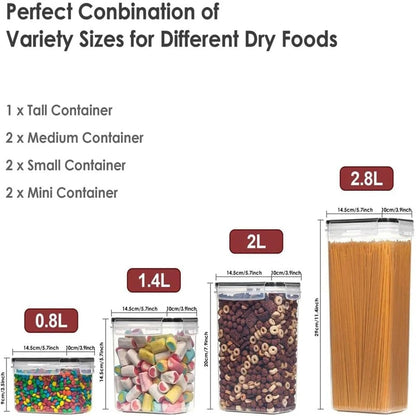 7pc BPA Free Airtight Kitchen Food Storage Container Set