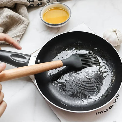12PC Silicone Kitchen Utensils Set Non-Stick Wooden Handle Spatula