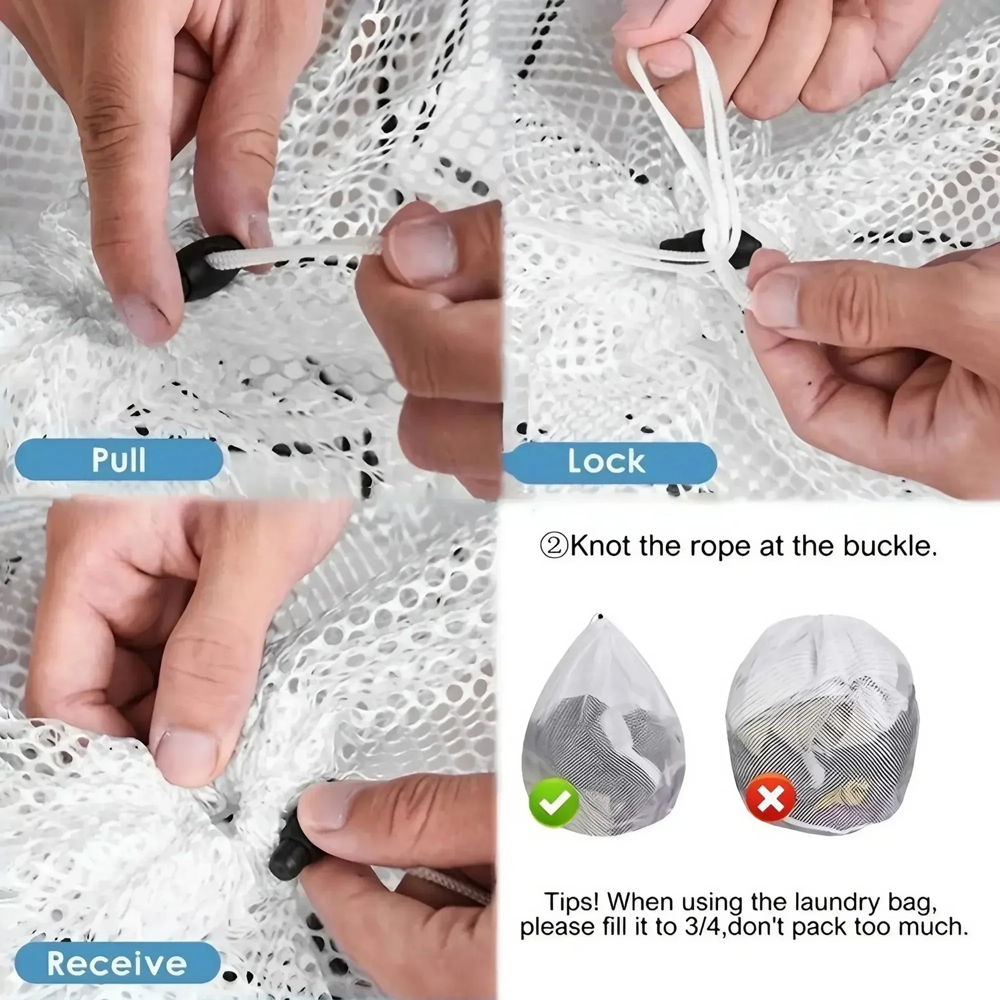 Large Capacity Drawstring Mesh Laundry Bag - 4 Sizes Available