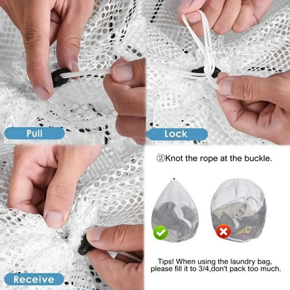 Large Capacity Drawstring Mesh Laundry Bag - 4 Sizes Available